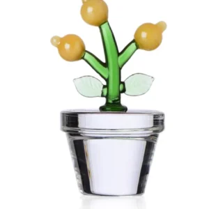 Fruits & Flowers No:15 Sarı Çiçek Figürlü Dekoratif Cam Obje 10cm