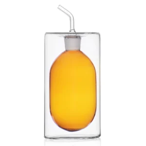 Cilindro Çift Duvarlı Turuncu Borosilikat Cam Yağ Şişesi 250 ml