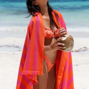 Maris Ruby Beach Towel Stripe Collection Sustainable Luxury Summer Vacation 300x300