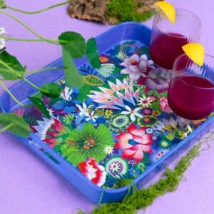 Pylones Servis Tepsisi - Aperitime - Fleurs d'eau (Orta Boy)