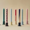 Hay Pattern Candle Greens And Bordeaux Set Of 4 81637 100x100