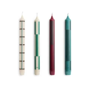 Hay Pattern Candle Greens And Bordeaux Set Of 4 81710 300x300
