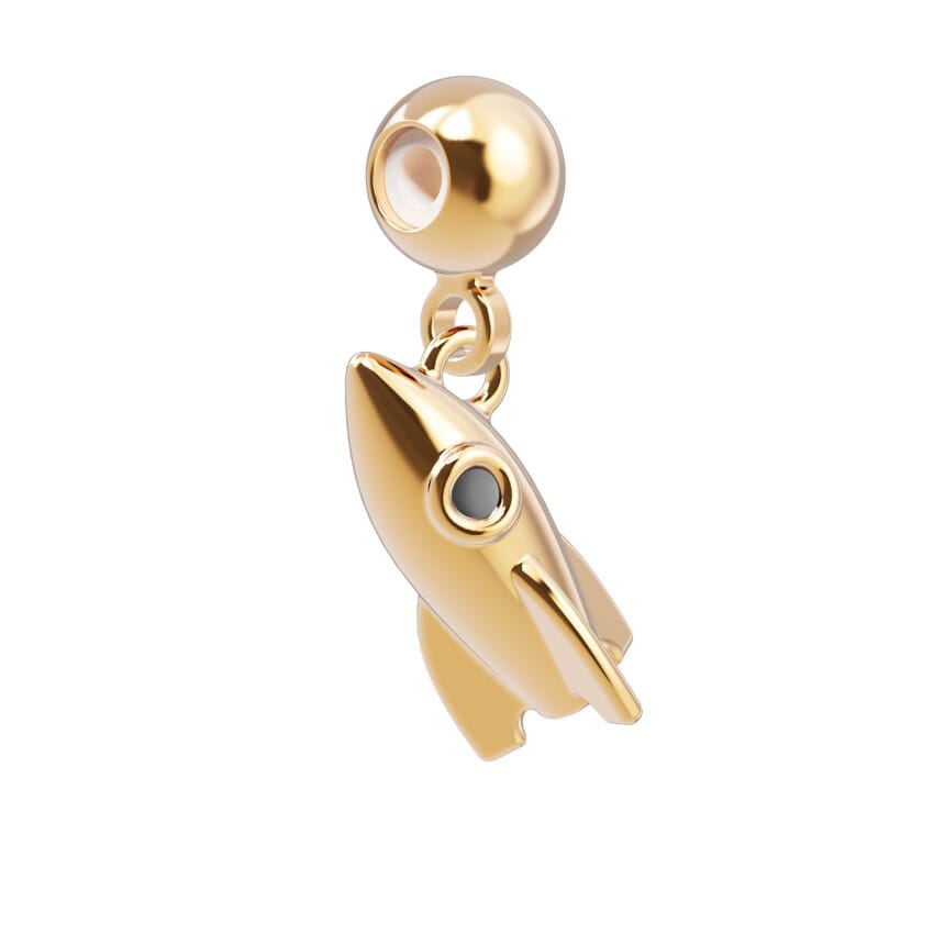18 Ayar Altın Kaplama Charm - Roket