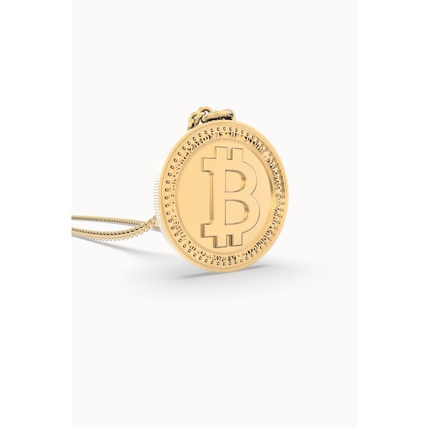 18 Ayar Altın Kaplama Bitcoin Ayarlanabilir Kolye