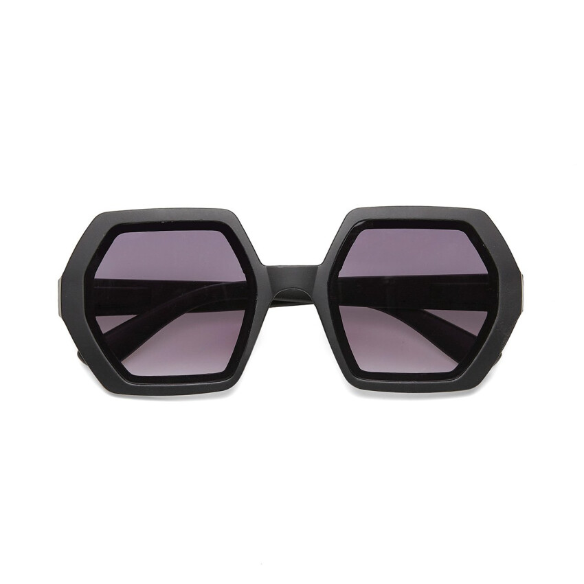 Emma Big Hexagonal Unisex Güneş Gözlüğü Siyah