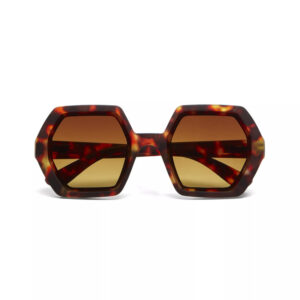 Emma Big Hexagonal Unisex Güneş Gözlüğü Klasik Havana