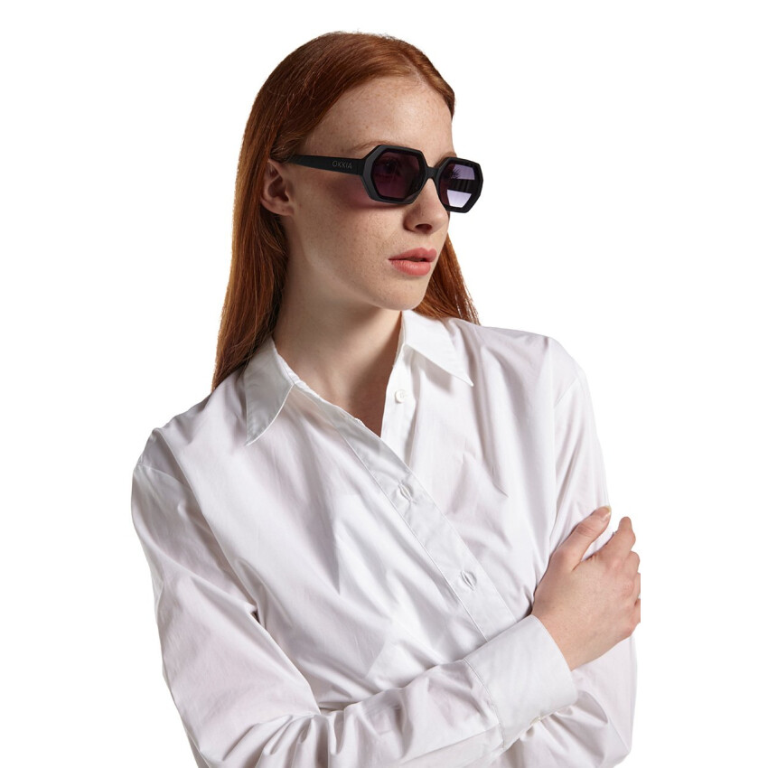 Andrea Altıgen Unisex Güneş Gözlüğü Siyah