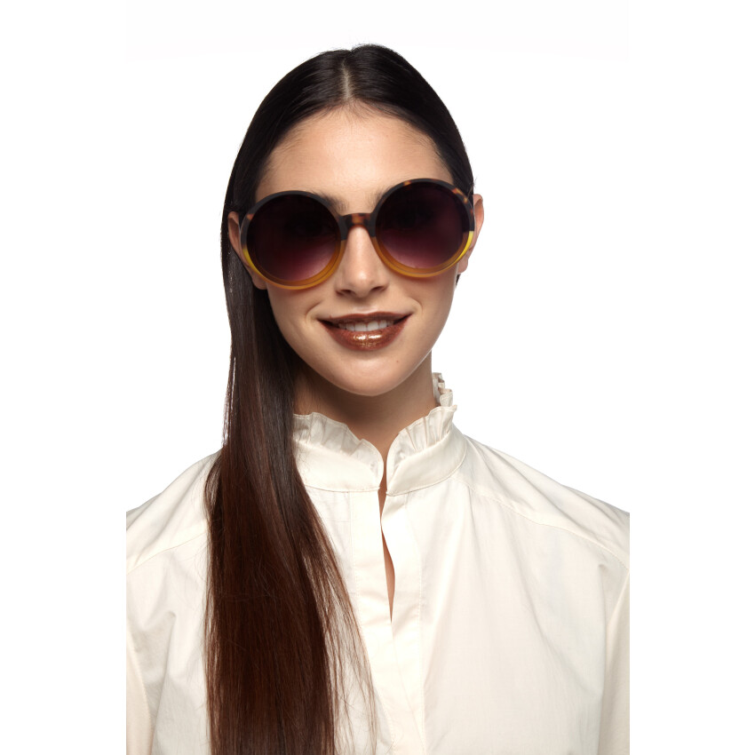 Monica Unisex Büyük Yuvarlak Güneş Gözlüğü Havana Sarısı