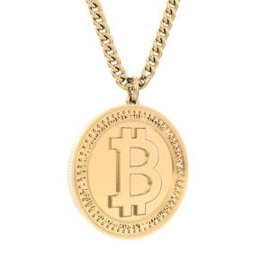 18 Ayar Altın Kaplama Bitcoin Ayarlanabilir Kolye