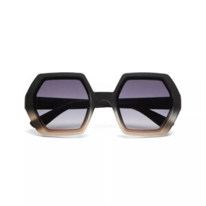 Emma Big Hexagonal Unisex Güneş Gözlüğü Siyah Ros