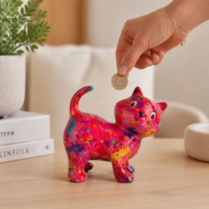 Kiki Koyu Pembe Kedi Kumbara
