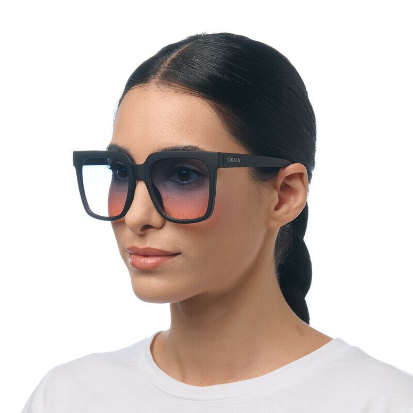 Roma Unisex Güneş Gözlüğü Siyah / Lens: Mavi/Pembe gradyan