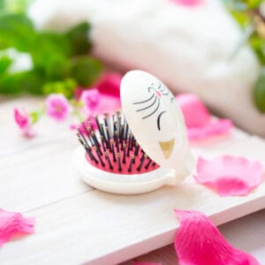 Pylones Aynalı Katlanabilir Saç Fırçası - Lady Retro - White Cat