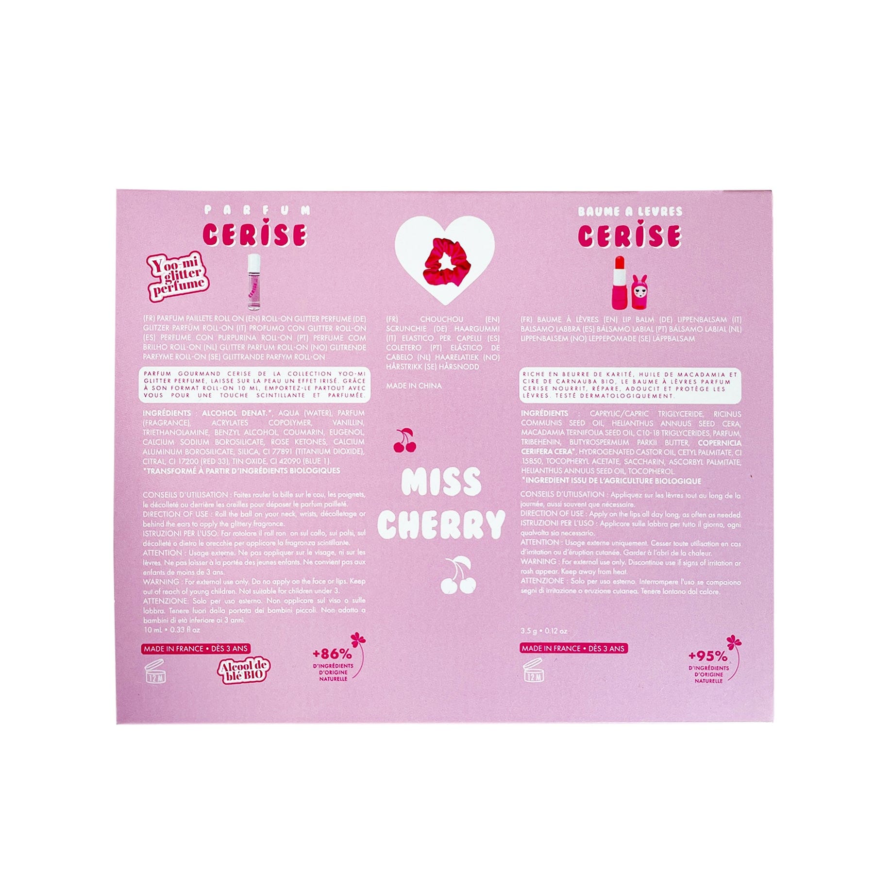 Inuwet Miss Cherry Set -Pembe Saç Tokası, Kiraz Kokulu Parfüm ve Kiraz Aromalı Dudak Nemlendiricisi