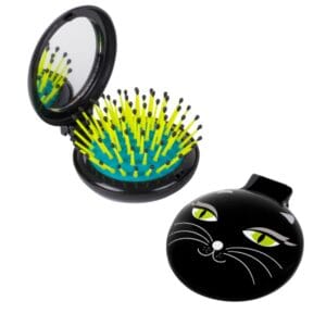 Pylones Aynalı Katlanabilir Saç Fırçası - Lady Retro - Black Cat