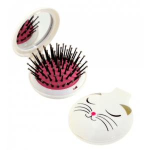 Pylones Aynalı Katlanabilir Saç Fırçası - Lady Retro - White Cat