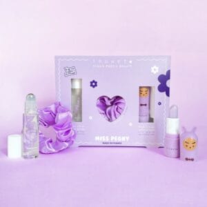 Inuwet Miss Peony Set - Mor Saç Tokası, Şakayık Kokulu Parfüm ve Marshmallow Aromalı Dudak Nemlendiricisi