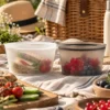 Lubblu 2'li Moi Set – 680 ml 0 Platinum Silikon Gıda Saklama Kabı – Gri, Şeffaf