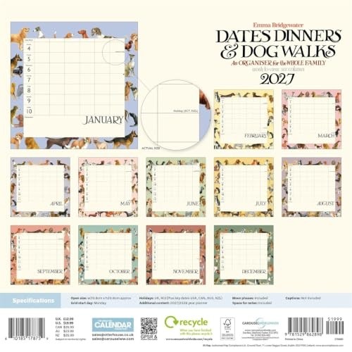 Emma Bridgewater Dates Dinners Dog Walks 2027 Planlayıcı