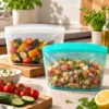Lubblu 2'li Ola Set – 1000 ml 0 Platinum Silikon Gıda Saklama Kabı – Yeşil, Şeffaf
