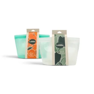 Lubblu 2'li Ola Set – 1000 ml 0 Platinum Silikon Gıda Saklama Kabı – Yeşil, Şeffaf