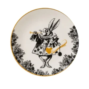 Borazanlı Tavşan Alice Harikalar Diyarında Porselen Pasta Tabağı