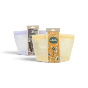 Lubblu Ola 2'li Set – 1500 ml 0 Platinum Silikon Gıda Saklama Kabı – Sarı, Mor