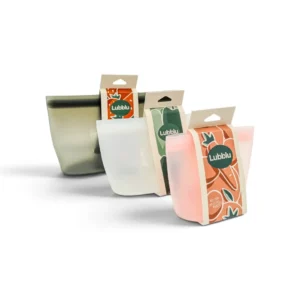 Lubblu 3'lü Moi Set – 250 / 450 / 680 ml 0 Platinum Silikon Gıda Saklama Kabı – Pembe, Şeffaf, Gri