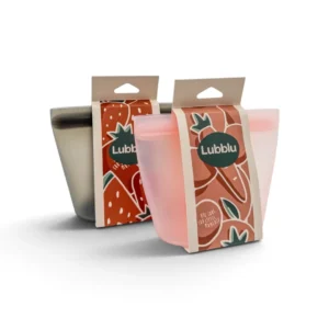 Lubblu 2'li Moi Set – 250 ml 0 Platinum Silikon Gıda Saklama Kabı – Gri, Pembe