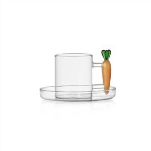 Vegetables Koleksiyonu Havuç Figürlü Cam Kahve Fincanı